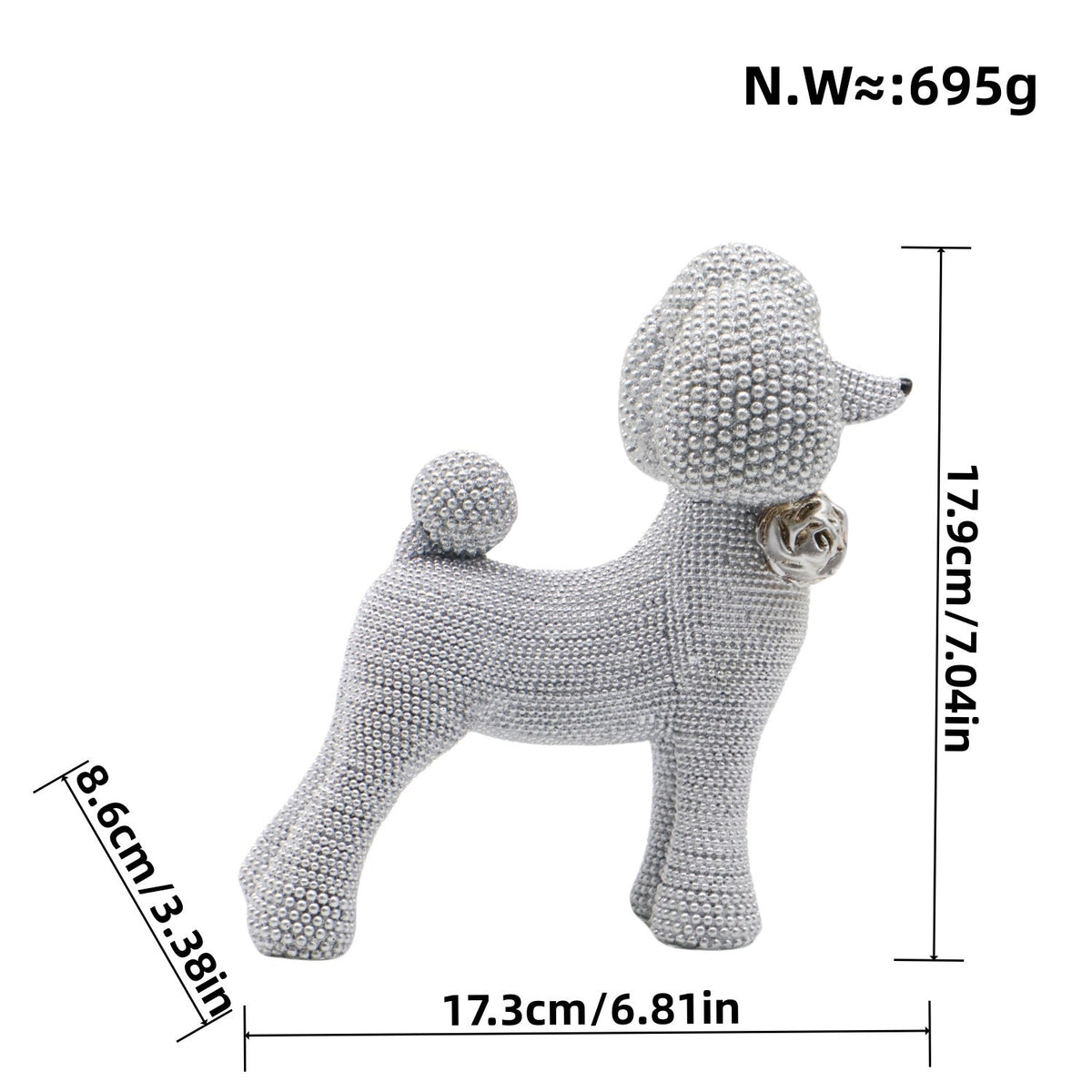 Decorative Dog Sculpture Silver Black | Thrascher