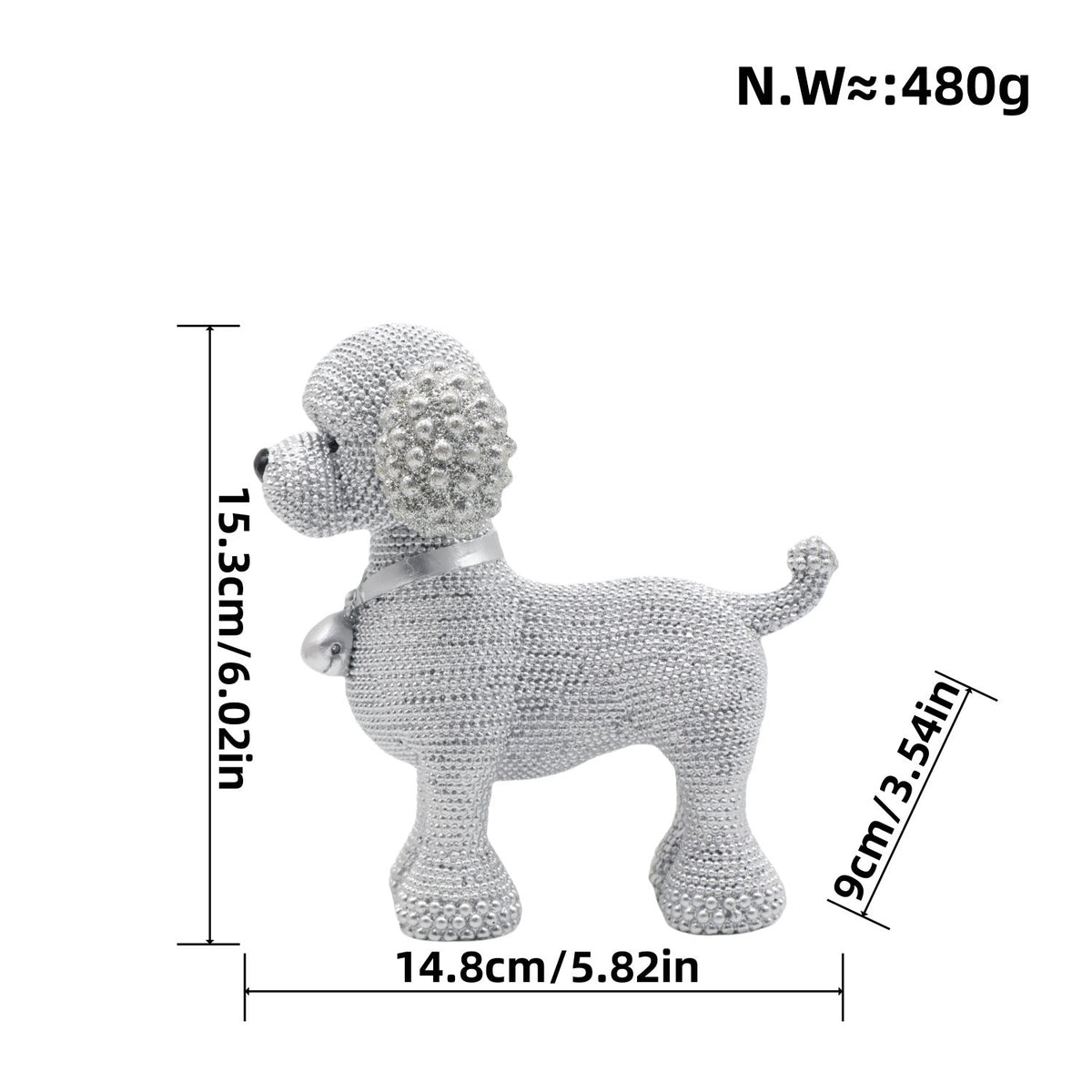 Decorative Dog Sculpture Silver Black | Thrascher