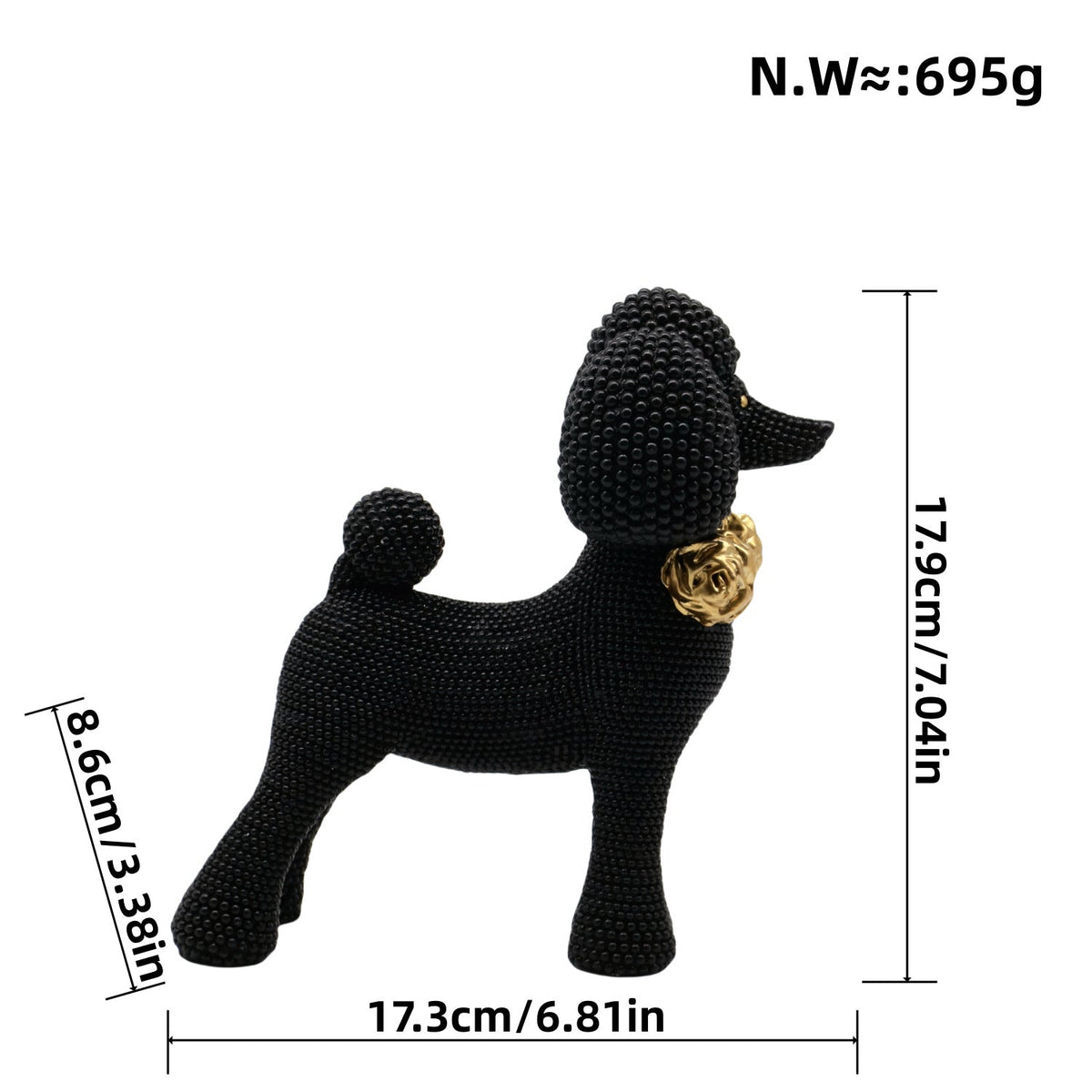Decorative Dog Sculpture Silver Black | Thrascher