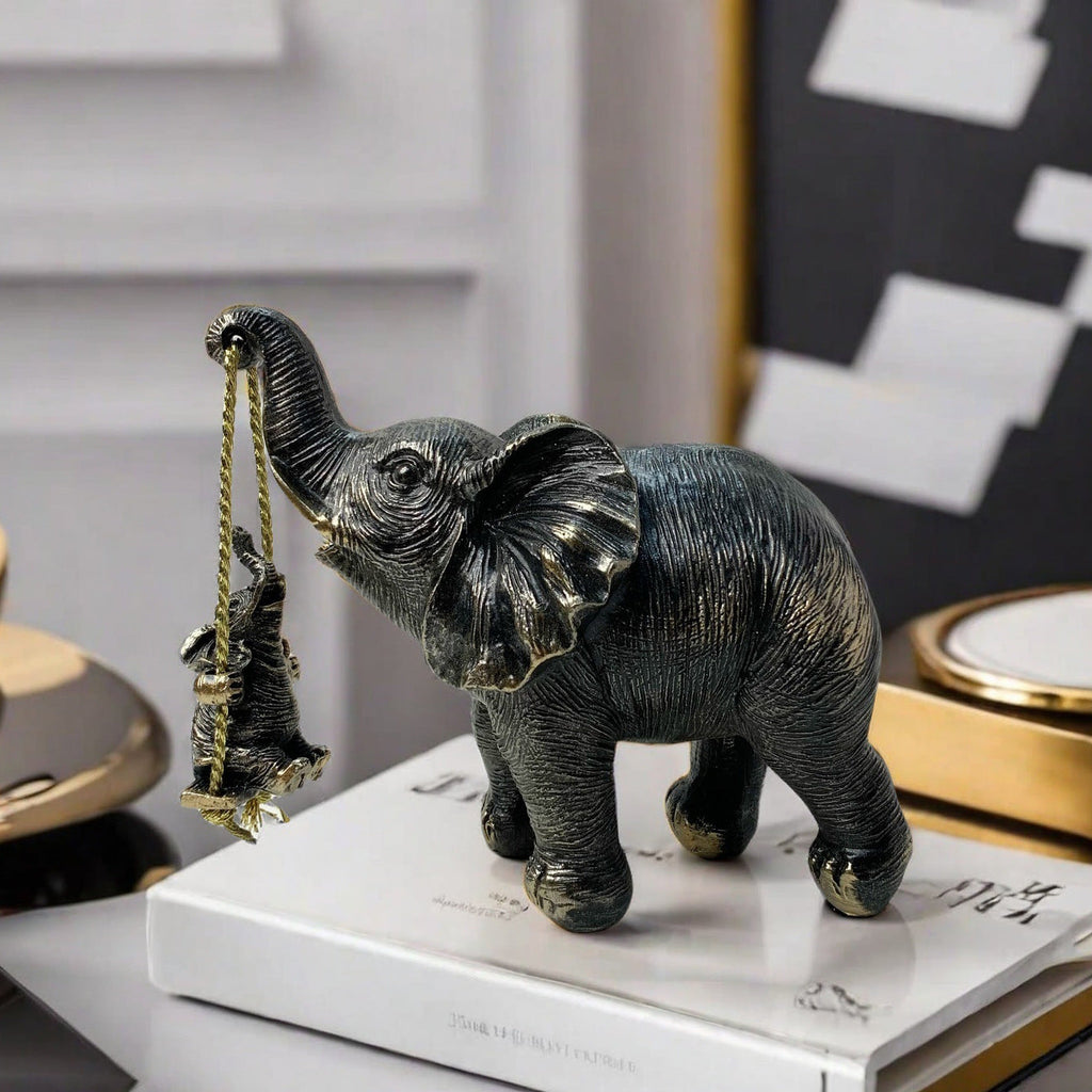 Decorative Elephant Figurine with Child | Thrascher