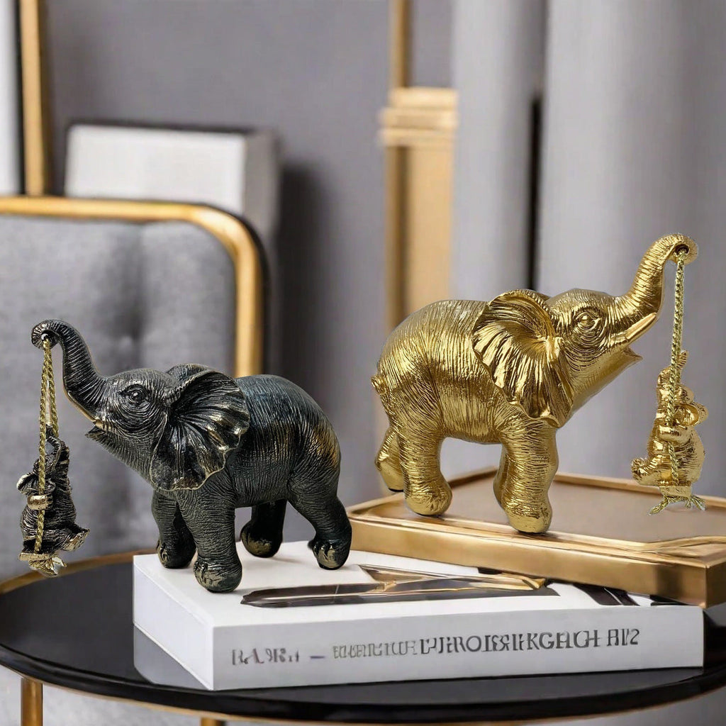 Decorative Elephant Figurine with Child | Thrascher