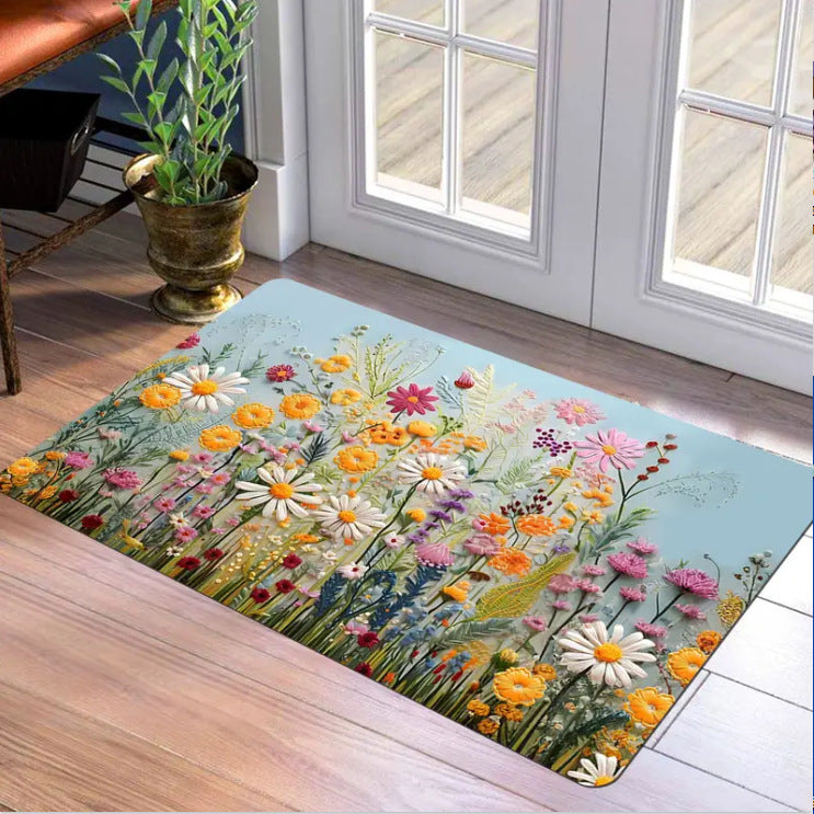 Decorative Floral Area Mat Non Slip | Thrascher