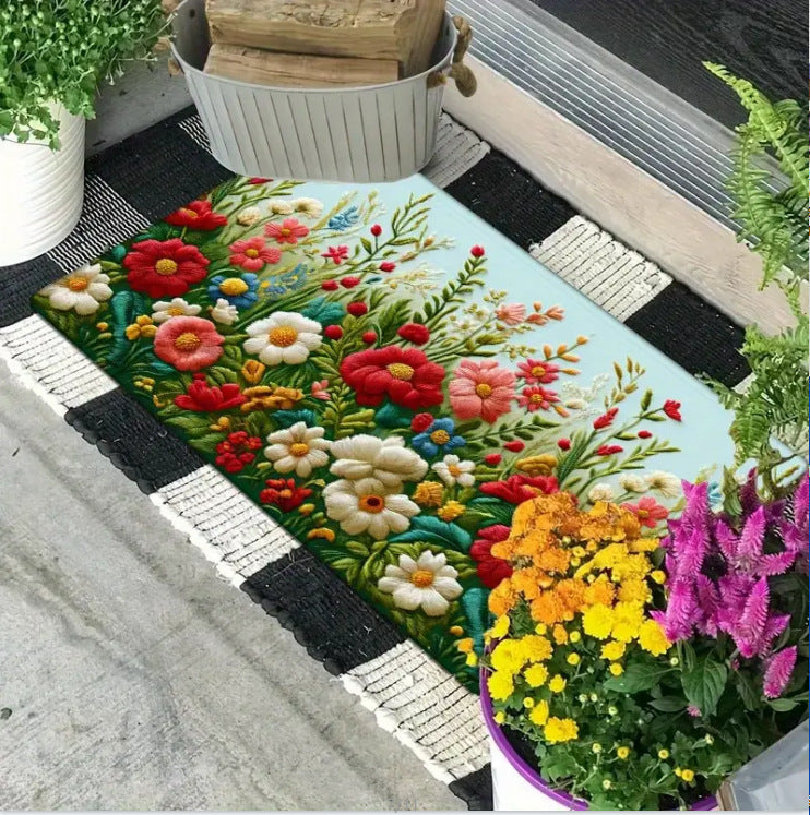 Decorative Floral Area Mat Non Slip | Thrascher