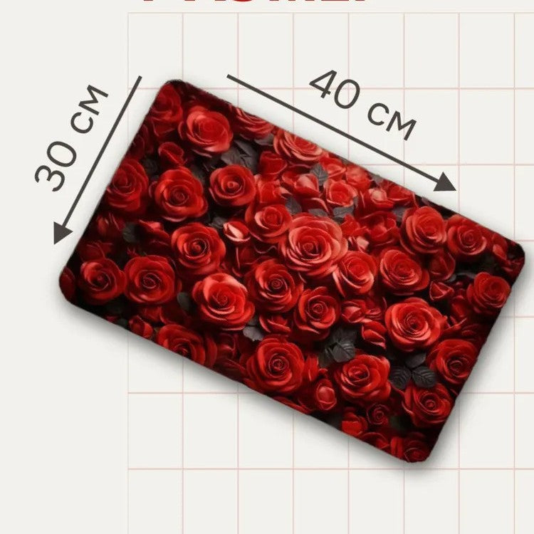 Decorative Floral Memory Foam Area Mat | Thrascher