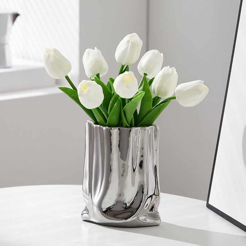 Decorative Flower Pot Silver | Thrascher
