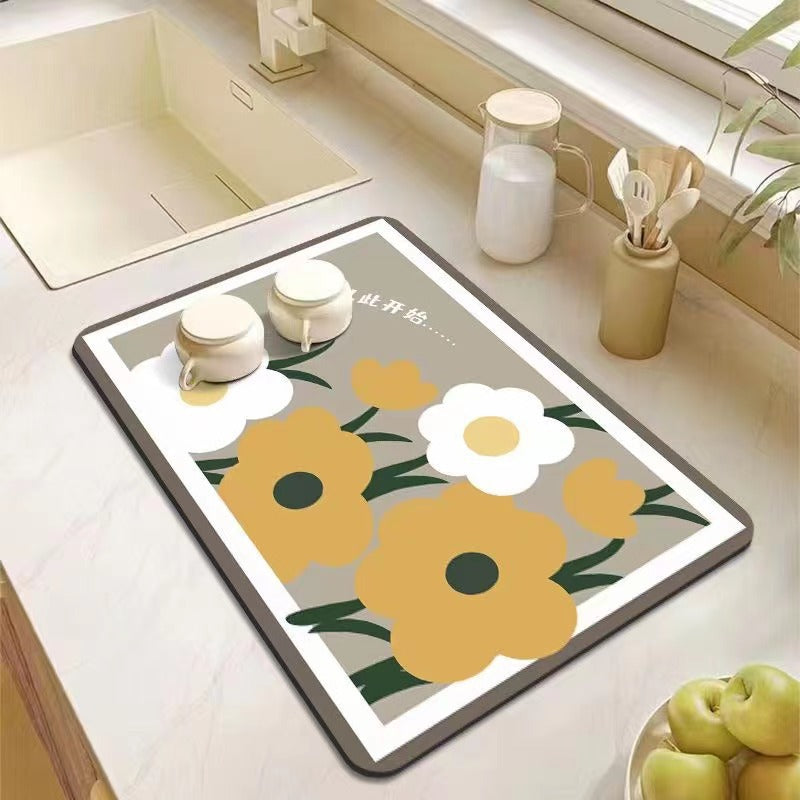 Decorative Kitchen Floor Mat Green Yellow Pink | Thrascher