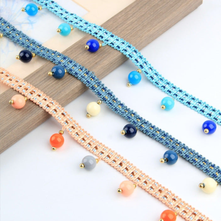 Decorative Lace Trim with Colorful Pendants | Thrascher