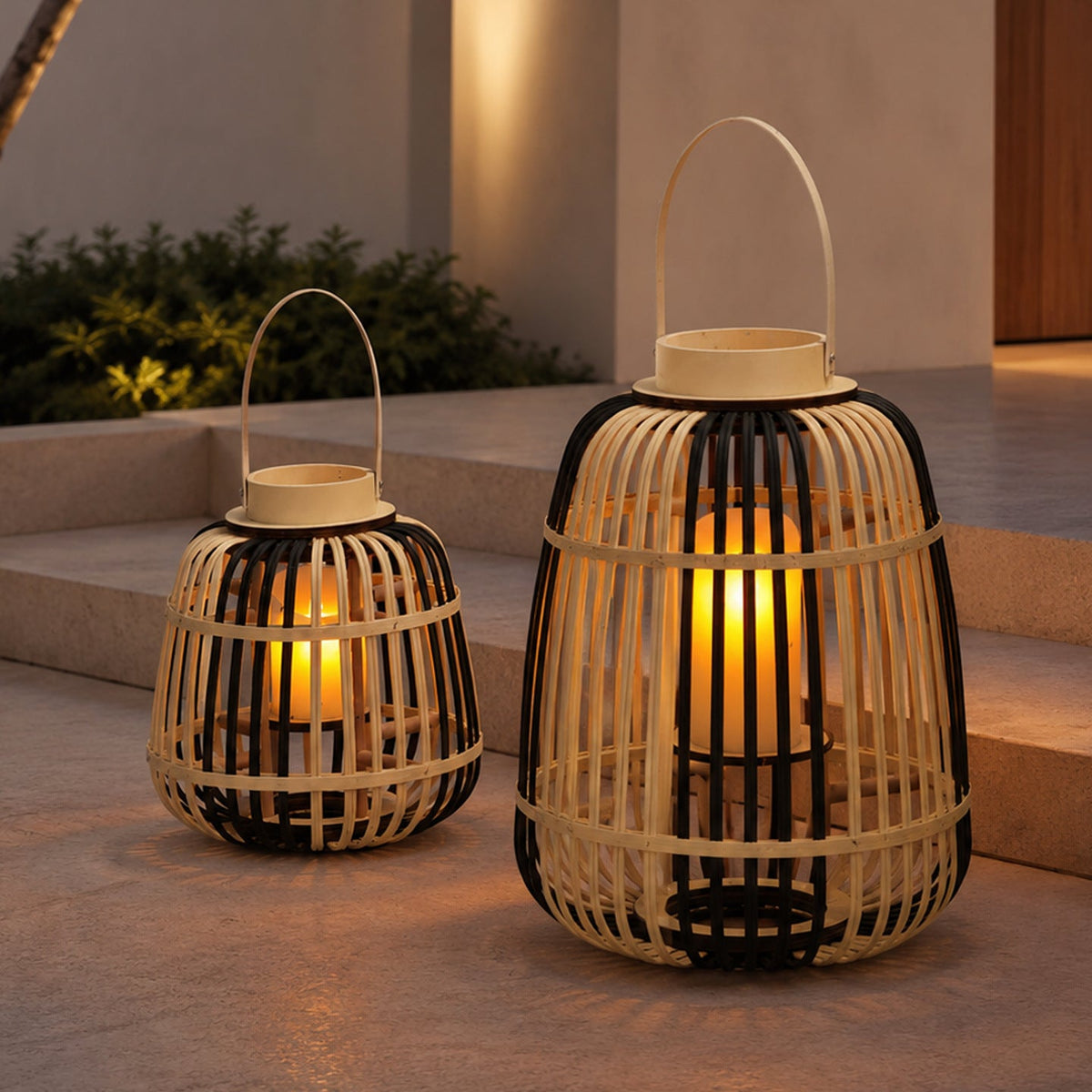 Decorative Lantern Bamboo LED Illuminated | Thrascher