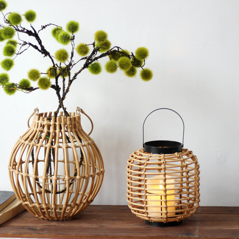 Decorative Lantern made of Braided Rattan | Thrascher