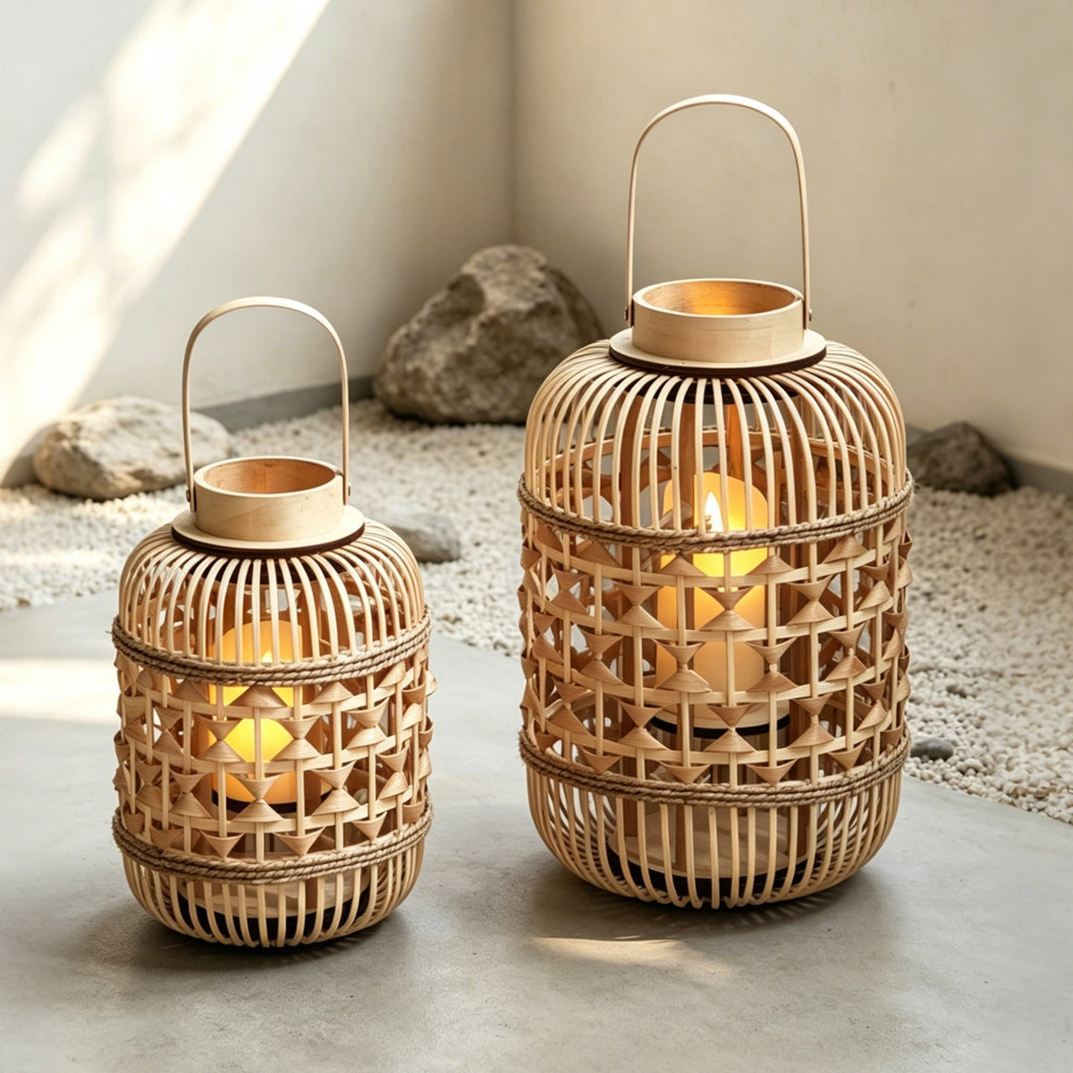 Decorative Lantern made of Woven Bamboo | Thrascher