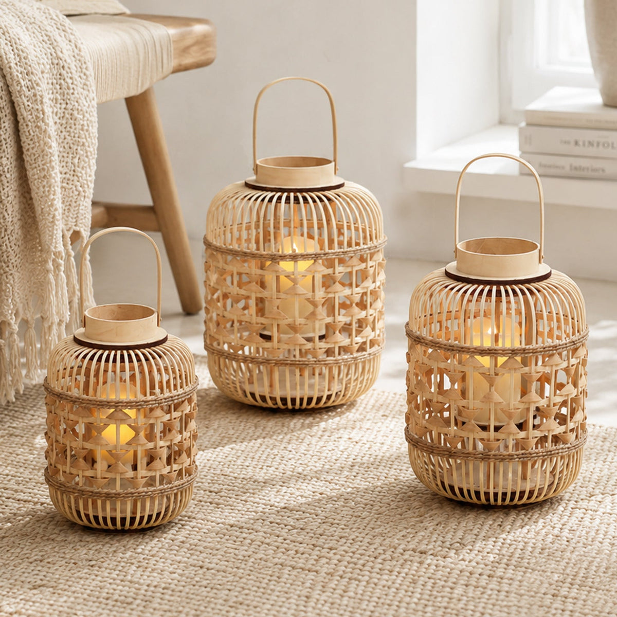 Decorative Lantern made of Woven Bamboo | Thrascher