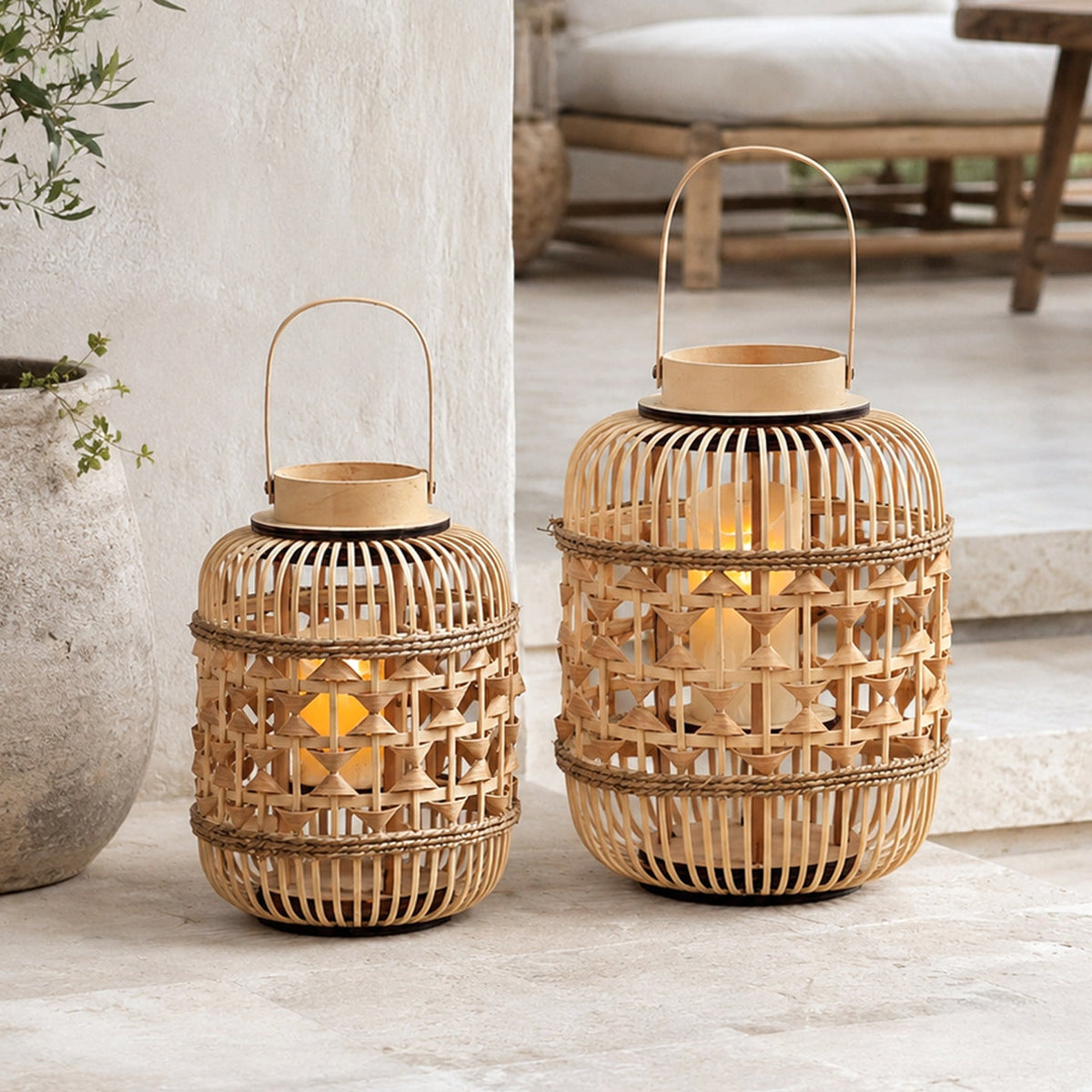 Decorative Lantern made of Woven Bamboo | Thrascher