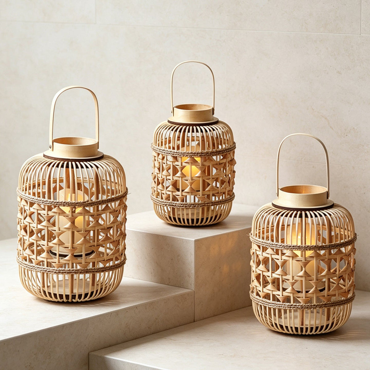 Decorative Lantern made of Woven Bamboo | Thrascher