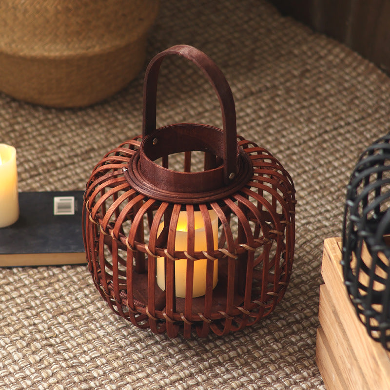 Decorative Lantern Woven Natural Fiber Metal | Thrascher