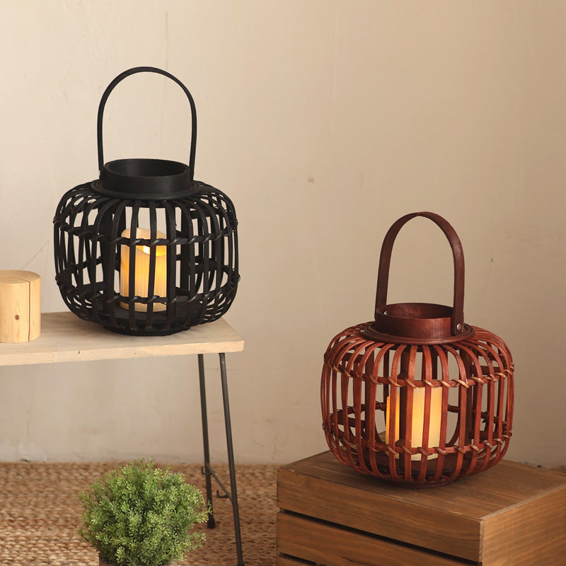Decorative Lantern Woven Natural Fiber Metal | Thrascher