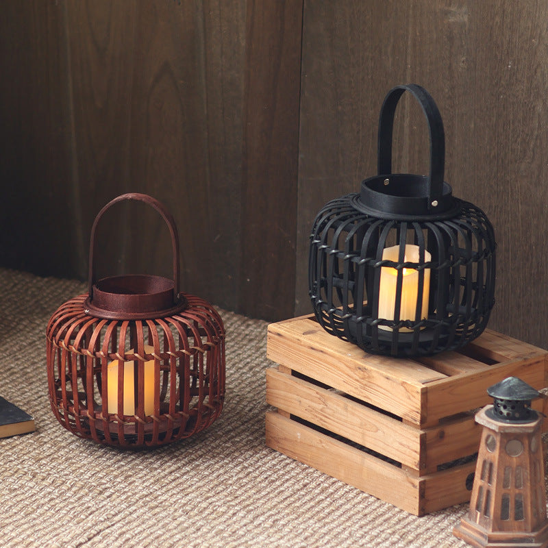 Decorative Lantern Woven Natural Fiber Metal | Thrascher