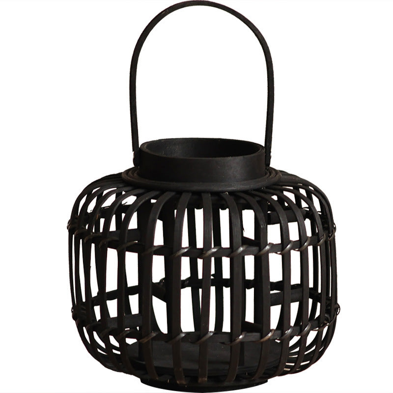 Decorative Lantern Woven Natural Fiber Metal | Thrascher