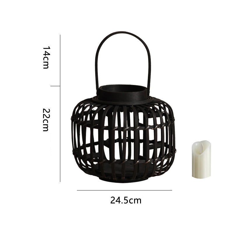 Decorative Lantern Woven Natural Fiber Metal | Thrascher