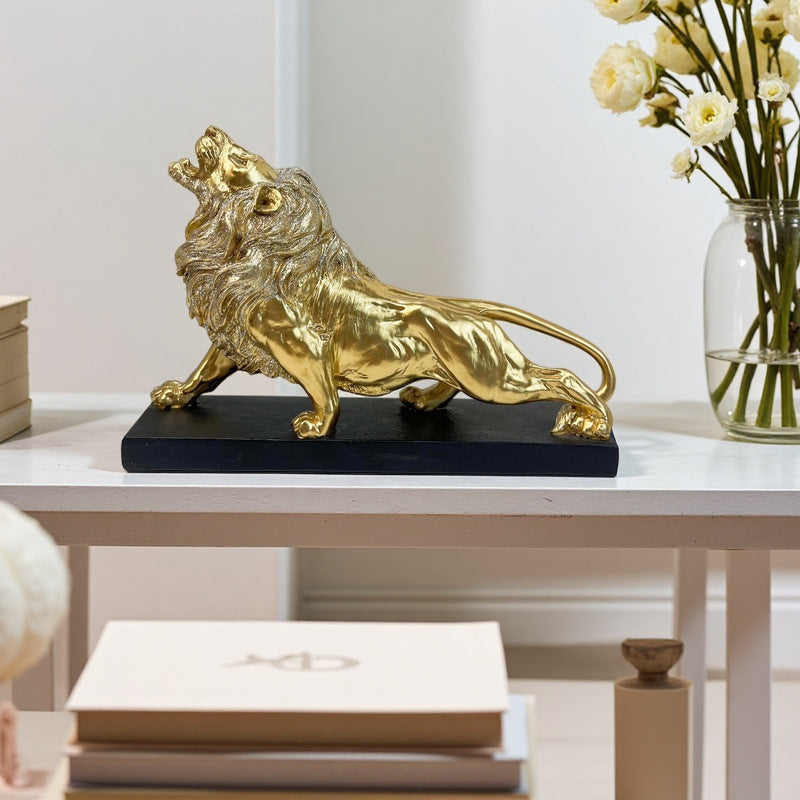 Decorative Lion Figure with Golden Details | Thrascher