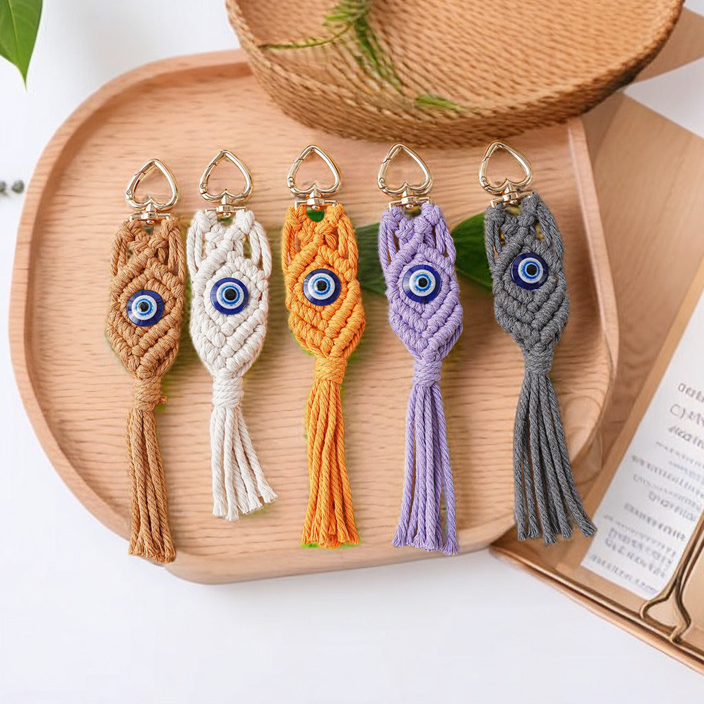 Decorative Macrame Keychain Holder Off White Gray | Thrascher