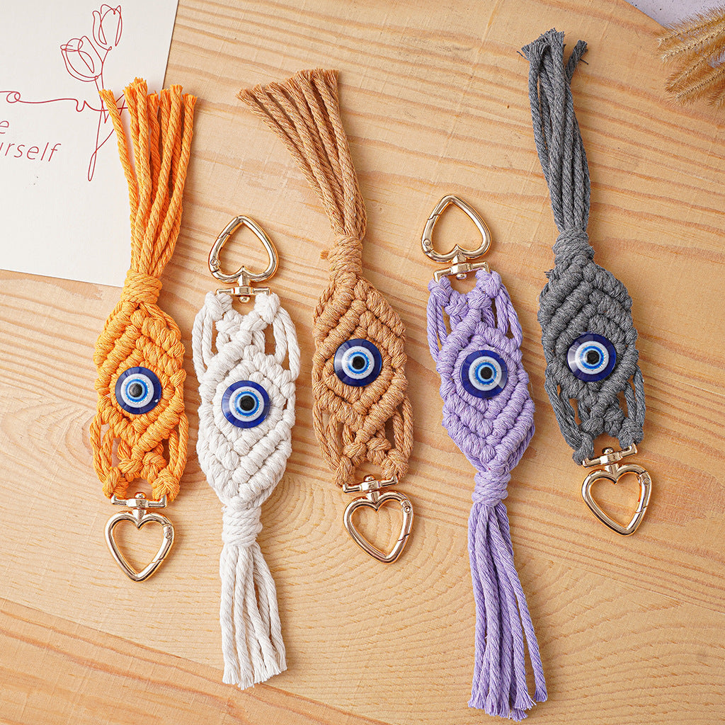 Decorative Macrame Keychain Holder Off White Gray | Thrascher