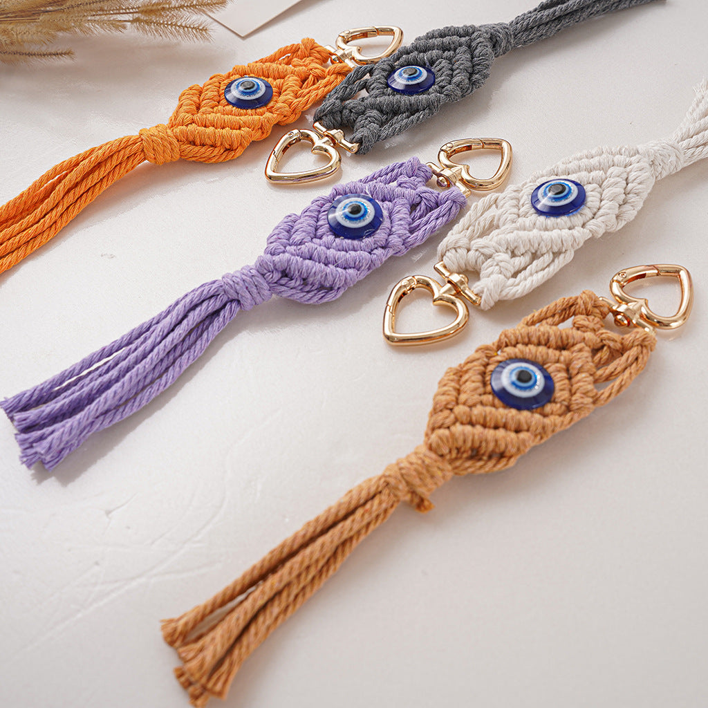 Decorative Macrame Keychain Holder Off White Gray | Thrascher