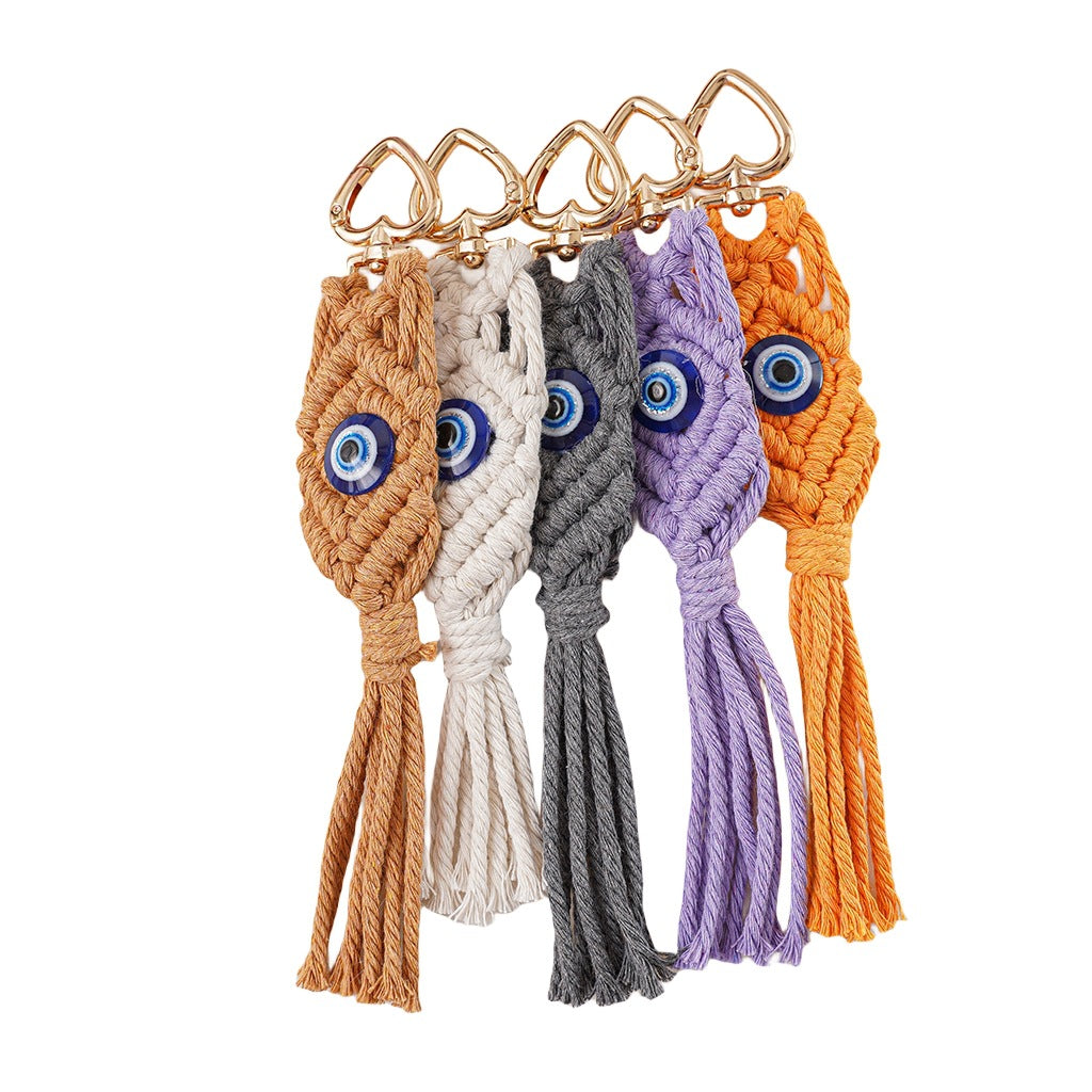 Decorative Macrame Keychain Holder Off White Gray | Thrascher