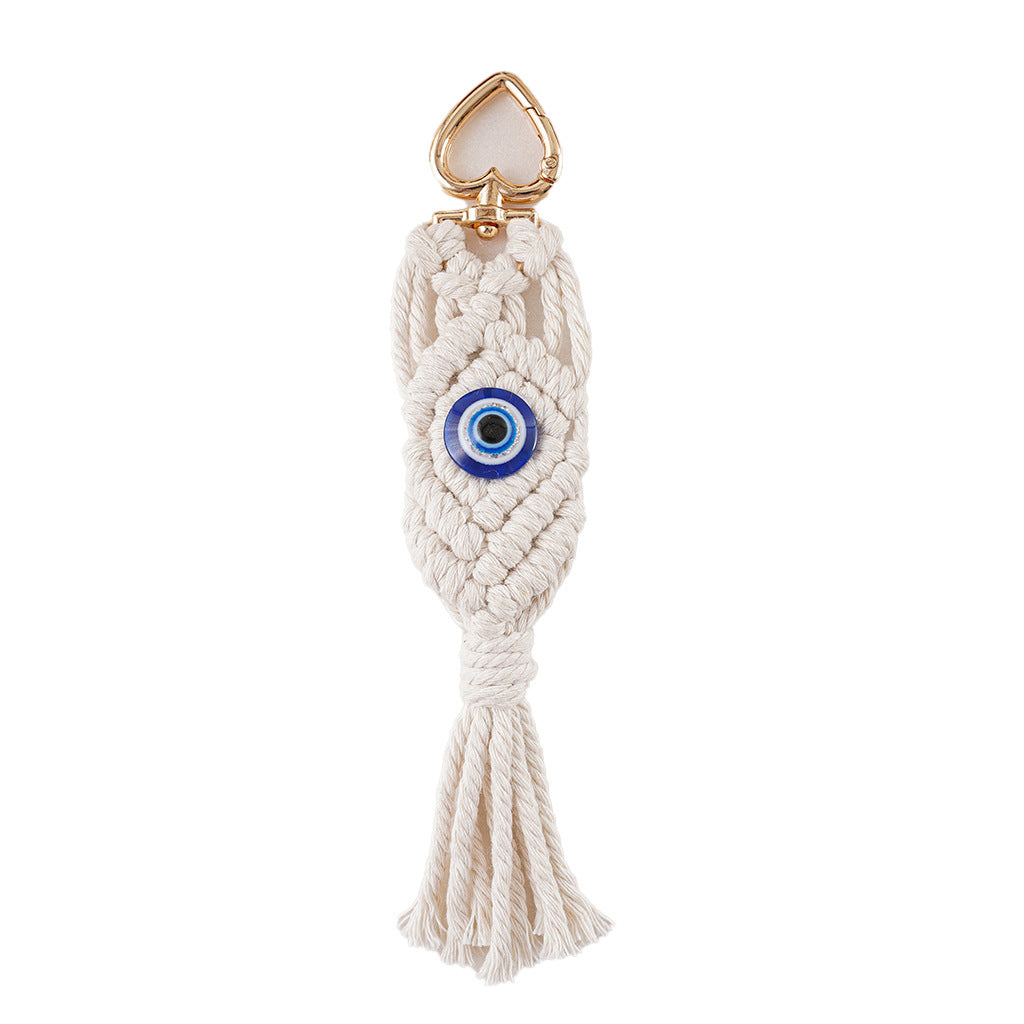 Decorative Macrame Keychain Holder Off White Gray | Thrascher