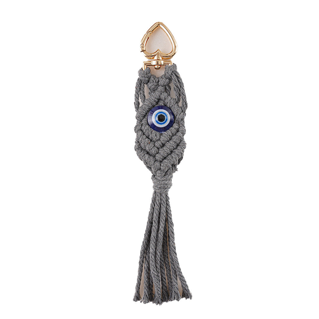Decorative Macrame Keychain Holder Off White Gray | Thrascher