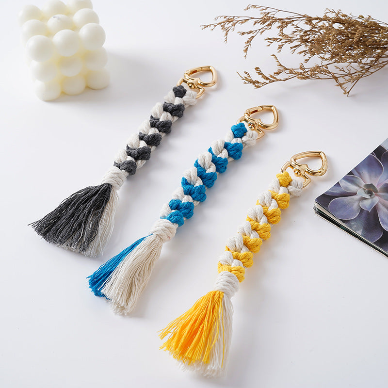 Decorative Macrame Keychain Holder Pink Blue | Thrascher