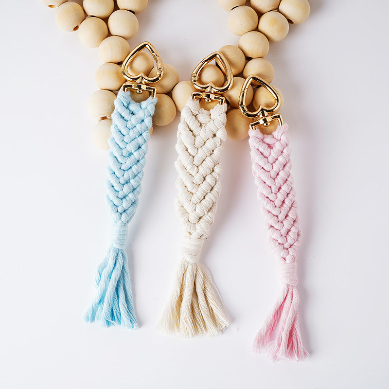 Decorative Macrame Keychain Holder Pink Blue | Thrascher