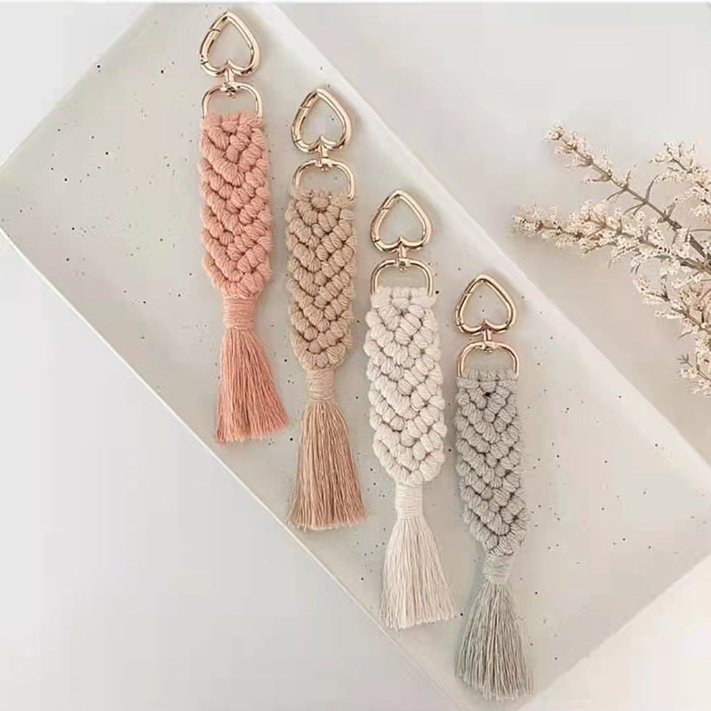 Decorative Macrame Keychain Holder Pink Blue | Thrascher