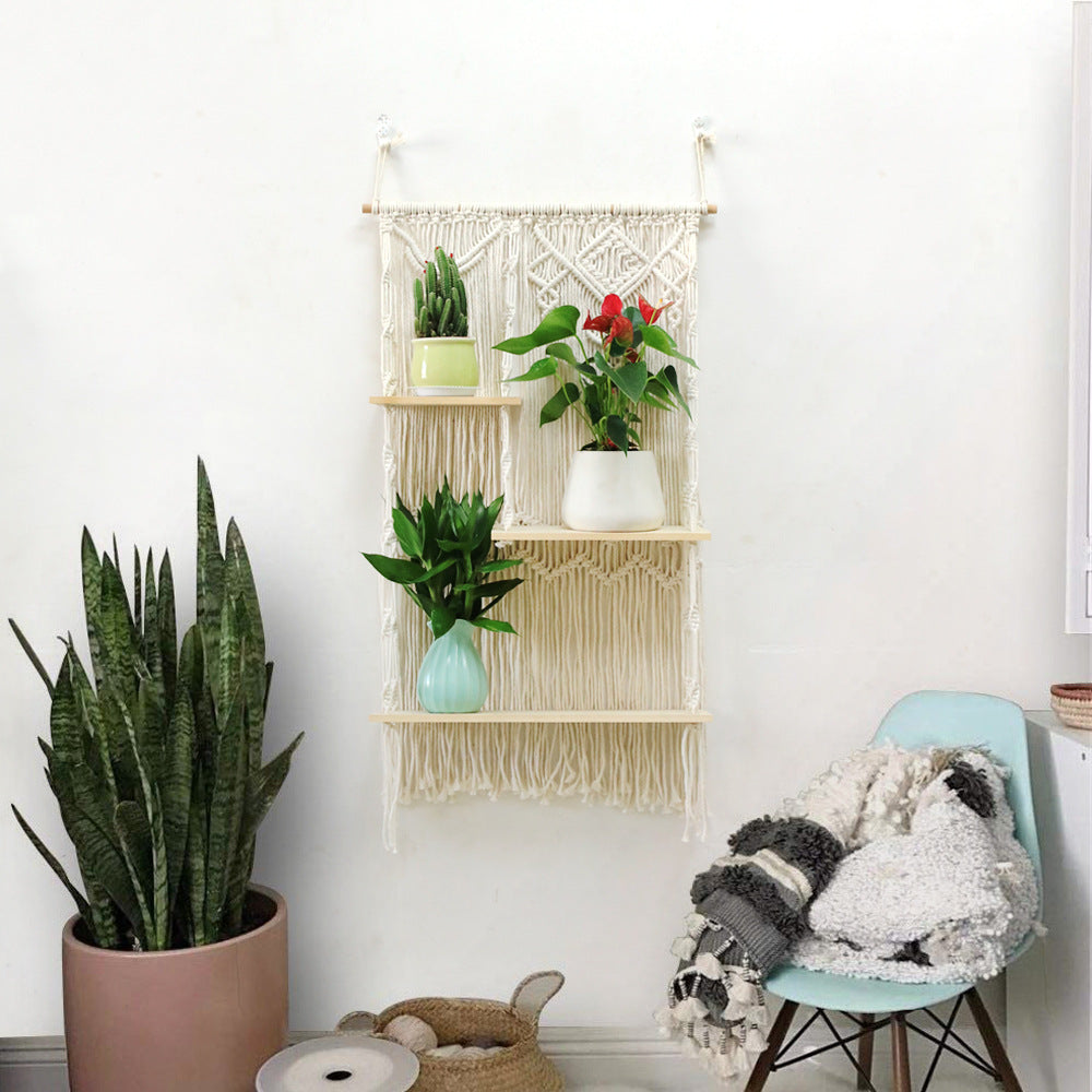 Decorative Macrame Plant Holder with Shelves | Thrascher