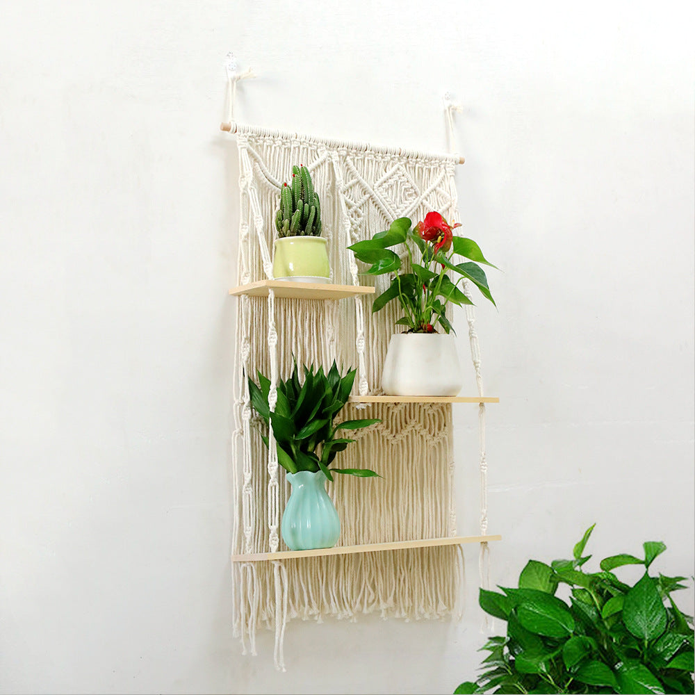Decorative Macrame Plant Holder with Shelves | Thrascher