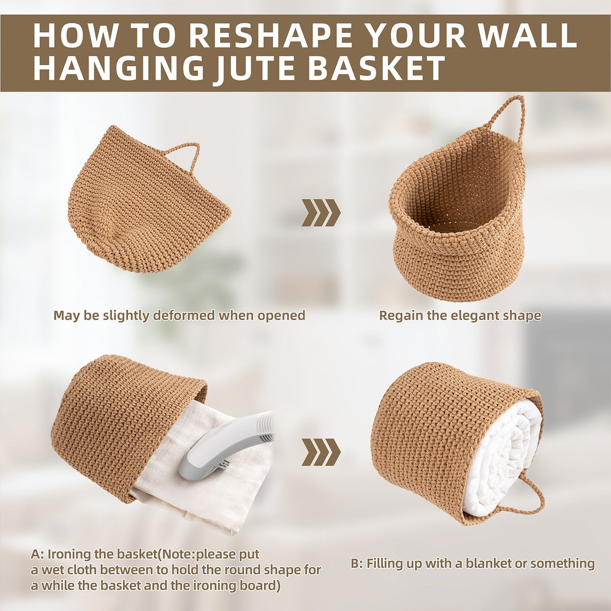 Decorative Macrame Storage Basket Brown | Thrascher
