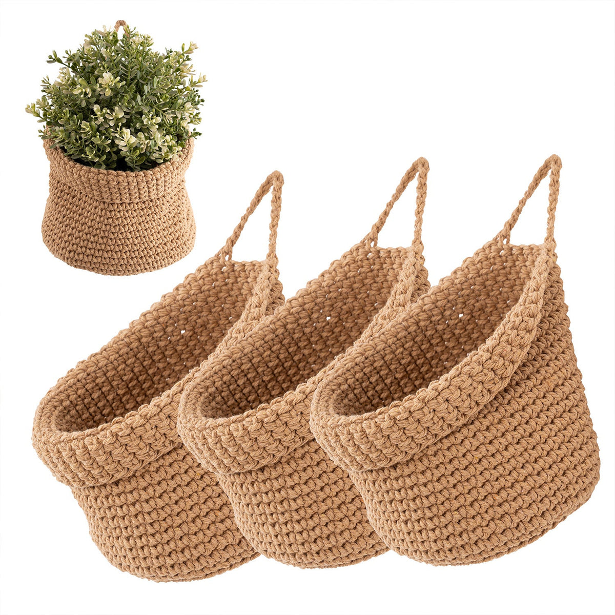 Decorative Macrame Storage Basket Brown | Thrascher