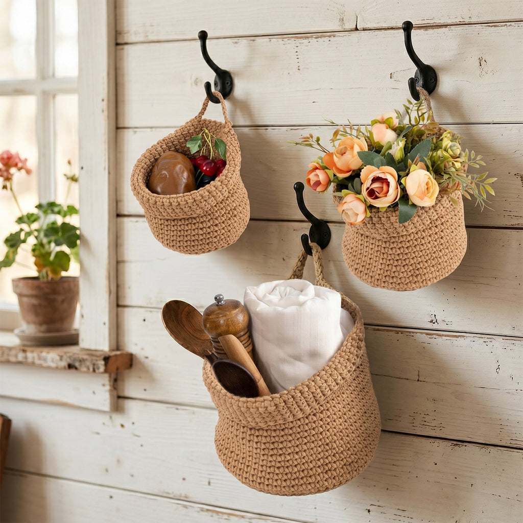 Decorative Macrame Storage Basket Brown | Thrascher