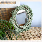 Decorative Macrame Wall Mirror Green | Thrascher
