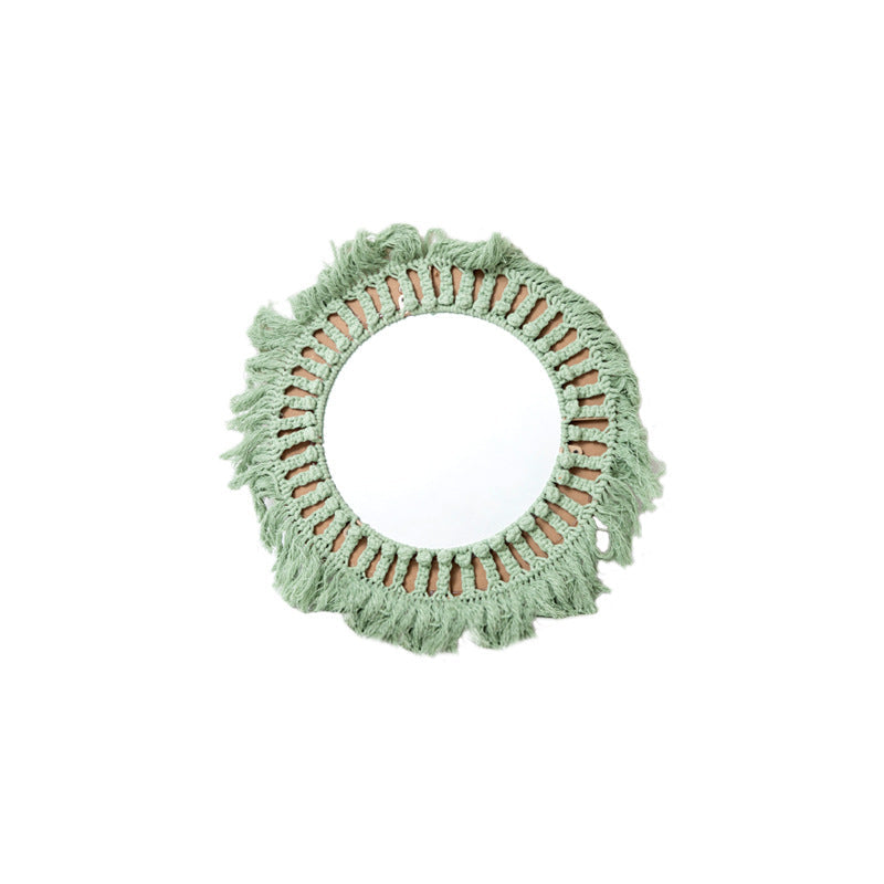 Decorative Macrame Wall Mirror Green | Thrascher