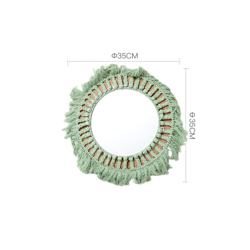 Decorative Macrame Wall Mirror Green | Thrascher
