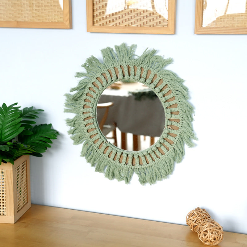 Decorative Macrame Wall Mirror Green | Thrascher