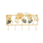 Decorative Metal Wall Hook Rack with Ginkgo Leaf Design | Thrascher