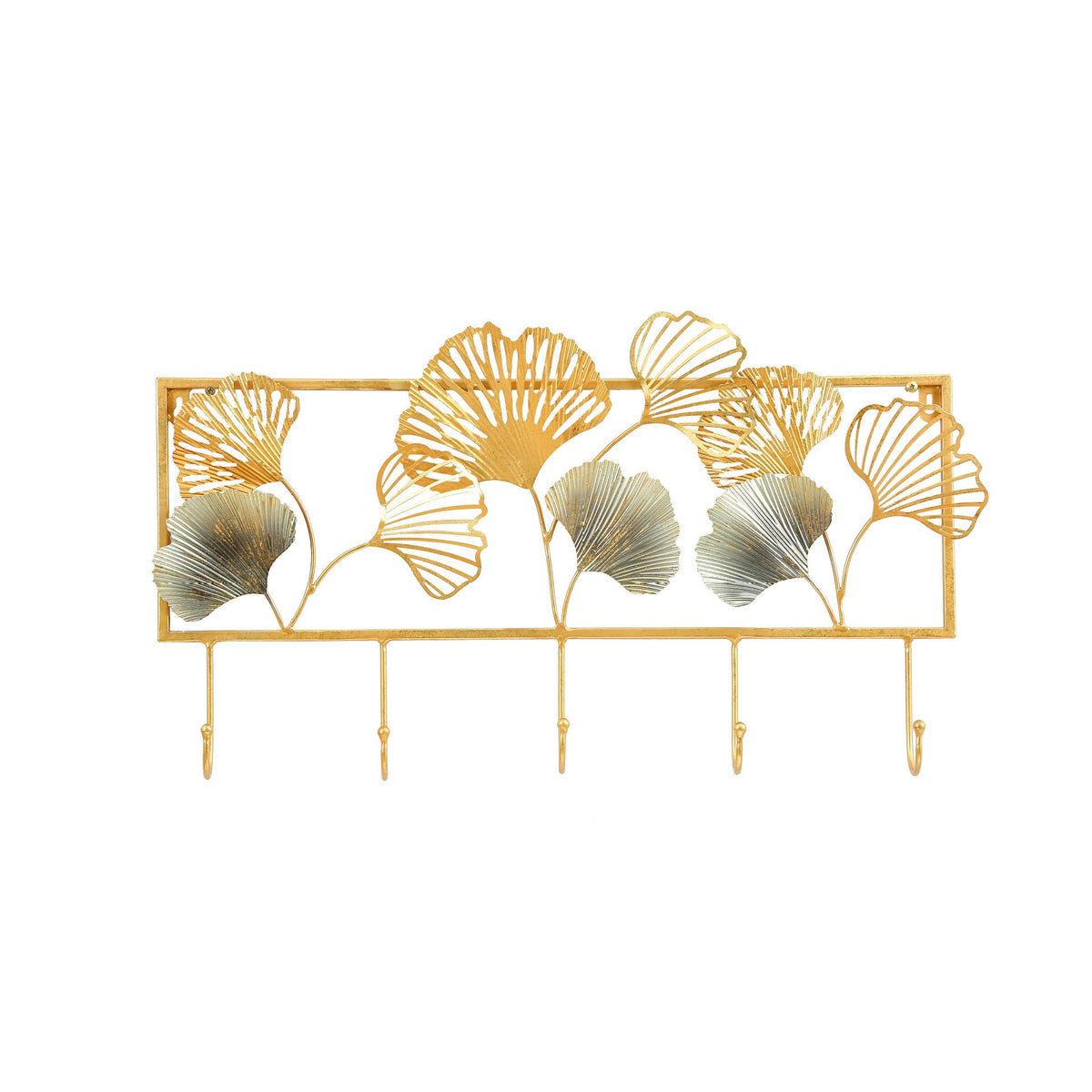 Decorative Metal Wall Hook Rack with Ginkgo Leaf Design | Thrascher