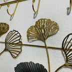 Decorative Metal Wall Hook Rack with Ginkgo Leaf Design | Thrascher