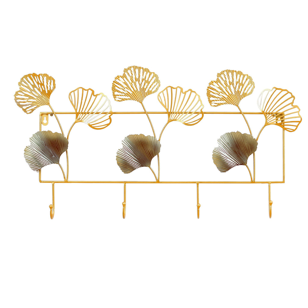 Decorative Metal Wall Hook Rack with Ginkgo Leaf Design | Thrascher