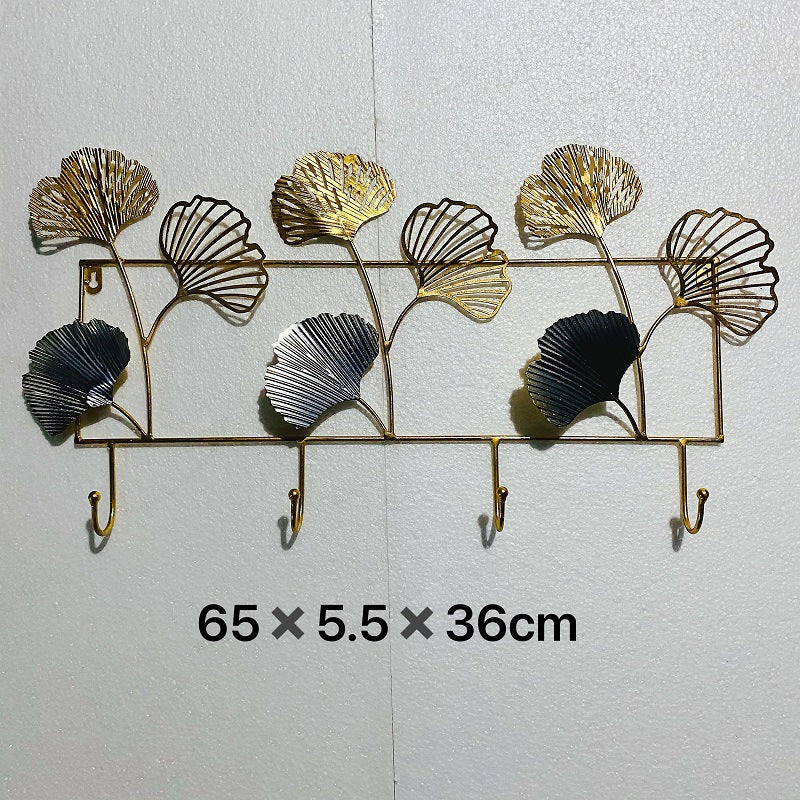 Decorative Metal Wall Hook Rack with Ginkgo Leaf Design | Thrascher