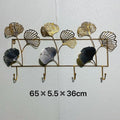 Decorative Metal Wall Hook Rack with Ginkgo Leaf Design | Thrascher