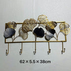 Decorative Metal Wall Hook Rack with Ginkgo Leaf Design | Thrascher