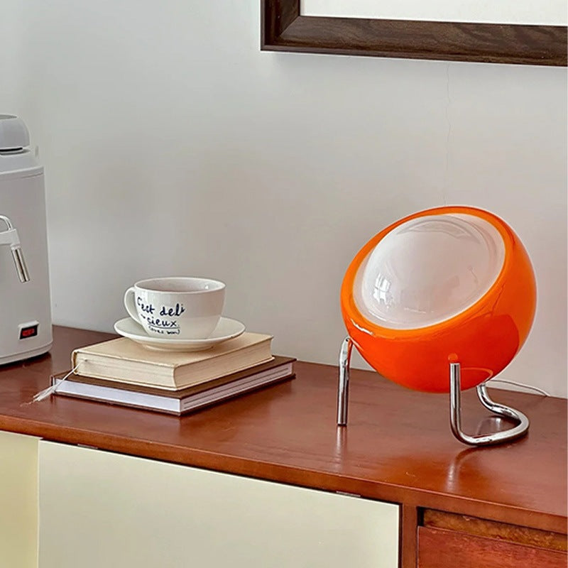 Decorative Orb LED Table Lamp with Chrome Tripod Legs | Thrascher