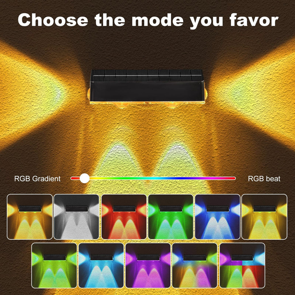 Decorative RGB Solar-Powered Double Beam Wall Lamp | Thrascher
